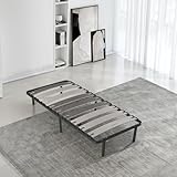 SAMPUR - Lattenrost aus Morpholatten | 90 x 190 cm | Grau | 25 cm Höhe | Gestell aus Metall...