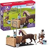 SCHLEICH 42438 Horse Club Waschplatz mit Horse Club Emily & Luna, 19 Teile Spielset mit...