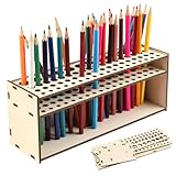 MXTIMWAN Pinselhalter Malen Holz,67-Loch Schreibtisch Ständer Organizer,Holz Pinsel Halter...