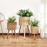 Paco Home Blumentopf Übertopf Natur Rattan Set mit Folieneinsatz Pflanzentopf Auslaufsicher Groß...