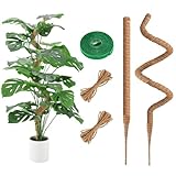 RYHX 2er Set Monstera Rankhilfe, 120cm Biegsamer Kokos Pflanzstab mit Zubehör, Kokosfaser Moosstab...