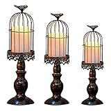 3 Stück dekorative Retro-Vogelkäfig-Kerzenhalter Vintage Schmiedeeisen Kerzenständer Kerzenlicht...