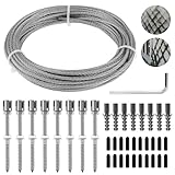 Hanured Rankhilfe aus Edelstahl für Kletterpflanzen, mit Wandhaltern und 3mm Stahlseil, Pflanze Die...