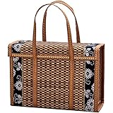Nagoyuki Picknick-Gewebekorb, Korbgeflecht, Aufbewahrungstasche, Rattan, Gras, Faltbarer Bambuskorb