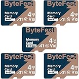 ByteFest MicroSD-Karte 4GB 5 Pack, Klasse 10 microSDHC Speicherkarte, A1, V10, HD-Video