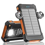 Solar Powerbank 26800 mAh mit Saugnapfhalterung, Powerbank Externe Akkus 3 USB Anschlüsse mit...
