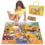BONNYCO XXL Puzzle Kinder Baustelle mit 48 Große Teile. Bodenpuzzle XXL 92 x 62 cm als Geschenke...