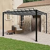 Willood Pavillon mit Lamellendach 3x3 m Anthrazit Stoff und Aluminium Gartenlaube Pergola,...