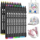 LUZOON 24 Farben Textilstifte Textilmarker Waschmaschinenfest Stoffmalstifte Waschfest Permanent...
