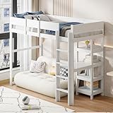 Aoskem Kinderbett Hochbett 90x200, Etagenbett Hausbett mit Leiter, Stauraum Regale und Schreibtisch,...