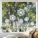 Tanlaby Fensterbilder Pusteblume Weiß Fensteraufkleber Pflanzen Schmetterling Fenstersticker Blumen...