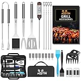 AISITIN 25er BBQ Grillbesteck Tool Set, Grill Zubehör Geschenk für Männer mit Grillkoffer und...