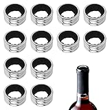 Weinflasche Auslaufsicher,Flaschen Tropfring,Tropfring Edelstahl,12PC Weinring mit Schwarzer Filz...