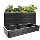 BigDean 3 Stück XL Hochbeet für Garten aus wetterfestem Kunststoff 150x76 cm in Anthrazit –...