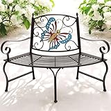 DanDiBo Baumbank Halbrund Wetterfest Metall Braun 96594 Gartenbank Viertelkreis Eisen Bank Garten...