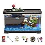 Aquarium Komplettset | Mini Aquarium mit LED Beleuchtung & Abdeckung | Hochtransparentes Fischtank...