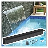 PEYNIR Wasserfall Großer Wasserfallüberlauf für Außenpools, Edelstahl Rechteckig...