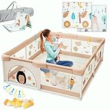BELLEBEBE - Laufstall Baby - 120x120 cm - Laufgitter Baby mit Matte, 6 Griffen, Tragetasche + 50...