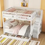 Etagenbett 140x200 mit Schubladen und Treppe, Kinderbett Hochbett für 2 Kinder, Jugendbett mit...
