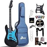 Winzz Erwachsene E-Gitarre 4/4 Größe, ST HSS Tonabnehmer, für Anfänger Starter Paket mit 12...