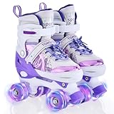 TOMSHOO Rollschuhe Kinder, Roller Skates mit 4 Größen Verstellbar, LED Rädern, Mehrere...