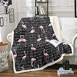 Flamingo-Decken und Überwürfe für Kinder, Jungen und Mädchen, tropische Tiermuster,...