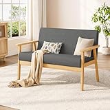 Dripex Sofa 2 Sitzer, Stoffsofa Couch Modern und Skandinavisch, Loungesofa aus Holz und Leinenstoff,...