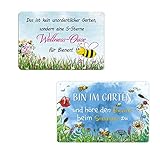 2er Set Blechschilder Garten 20x30cm - Metallschild mit Lustig Spruch - das ist kein unordentlicher...