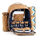 CampFeuer Picknickrucksack für 4 Personen | braun | Picknickset 32-teilig | inkl. Flaschenhalter...