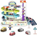 Parkgarage für Kinder, techextra Parkhaus kinderspielzeug ab 3. Jahre, Autogarage Spielzeug Set mit...