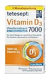 tetesept Vitamin D3 7000 Wochendepot – Vitamin D Tabletten bei einem Mangel an natürlichem...
