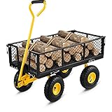 VEVOR Bollerwagen 227kg Gartenwagen 86x46x20cm Gerätewagen 4X 25,4cm Räder Transportwagen...