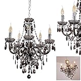 Kronleuchter Delhi aus Metall in Schwarz, Hängelampe 5-flammig, 5 x E14, klassische Pendelleuchte...