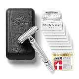 Störtebekker® Premium Rasierhobel Herren Hamburg - Rasierset mit 10 Rasierklingen & Leder-Etui -...