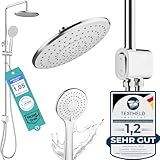 Duschsystem ohne Armatur Edelstahl rostfrei mit Druckknopf - 50% wasserspar Wellness Duschset ohne...