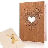 Creawoo Handgemachte Holz Liebe Karte, beschreibbare Liebe Grußkarte für alle Gelegenheiten, Idee...