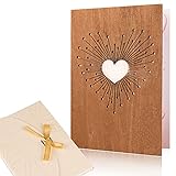 Creawoo Handgemachte Holz Liebe Karte, beschreibbare Liebe Grußkarte für alle Gelegenheiten, Idee...