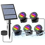 CORESLUX Solar Teichbeleuchtung, RGB Solar Unterwasserstrahler,Draussen Tauchstrahler Einstellbare...