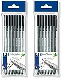 Staedtler 334-9 PB6 triplus Fineliner dreikant, 0,3 mm, 6 Stück schwarz in Polybeutel (Packung mit...
