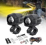 CO LIGHT 2 Stück Motorrad LED Nebelscheinwerfer 60W Bernstein/Gelb Weiß Zweifarbige...