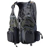 PELLOR Angel Westen, Atmungsaktive Weste mit Mehreren Taschen Angeljacke Jagdfischen Outdoor Camping...