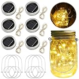 HUIKUANGEU Solarlampen für Außen,6 Stück 30 LED Solar Mason Jar Licht 3m,Solar Mason Jar Light...