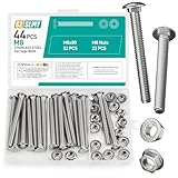 44 Stück Schlossschrauben M8 x 80mm, Edelstahl Torbandschrauben mit Sechskant Flanschmuttern,...