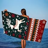 Mikrofaser Handtuch Weihnachtshirsch Strandtuch XXL 75 x 150 cm,Saugfähig und Schnell Trocknende...
