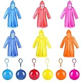 MEIYIDAY Regenponcho Einweg, 6 Stück Bunt Notfall ,Regencape Poncho, Regenmäntel für...