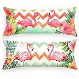 Seitenschläferkissen Bezug Flamingo, Streifen Kissenbezug 50x150, 2er Set Leinen Verbessern Sie...