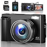 4K Digitalkamera 48MP Autofokus Kamera Fotokamera mit 180° Flip Screen, 16X Digital Zoom...