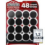 X-Protector Filzgleiter 48 Stück 25 mm - Prämie Möbelgleiter Schwarz - Dicker Filz Selbstklebend...