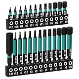 Hakkin 25 Stück Hex Bits Set Lang 25+60 mm Sechskant Schraubendreher 1/4' S2 Bitsatz für...