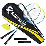 Redfield Badminton Schläger Set, enthält 2 Badmintonschläger, 2 Federbälle, Trage Tasche, 2...